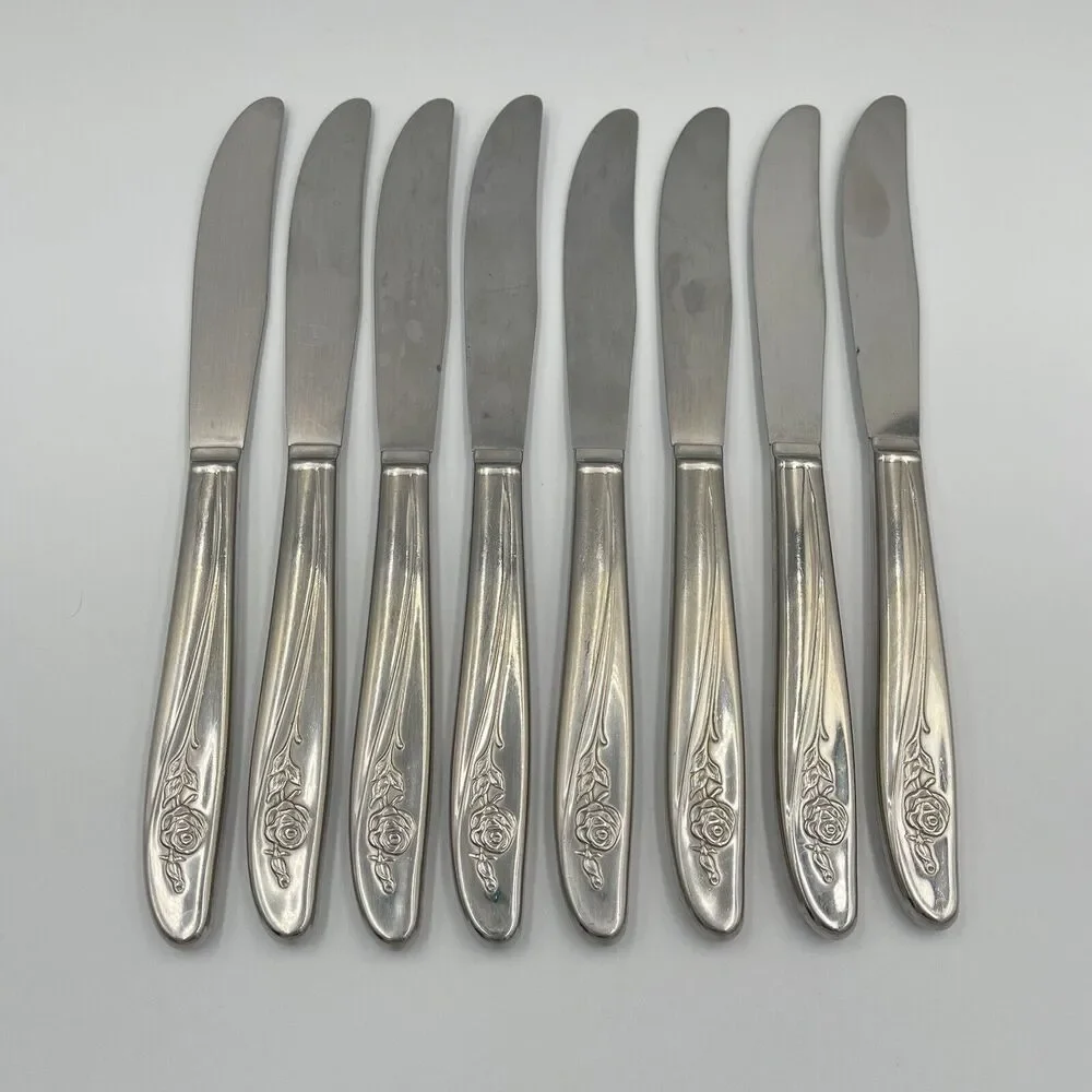 8 Qty Lot Oneida ROSEANNE Stainless Silverware Replacement Flatware Floral Rose